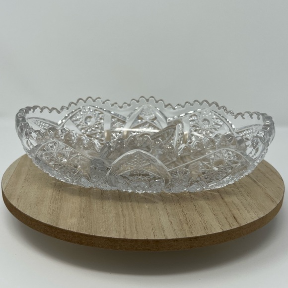 Vintage Imperial USA Leaded Crystal Divided Sawtooth Relish Olive Candy Dish - Picture 3 of 6